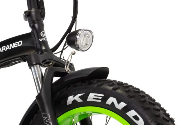 VARANEO Dinky S Elektrisk sammenleggbar tråsykkel på 561,6 Wh batterikapasitet og FATBIKE dekk.